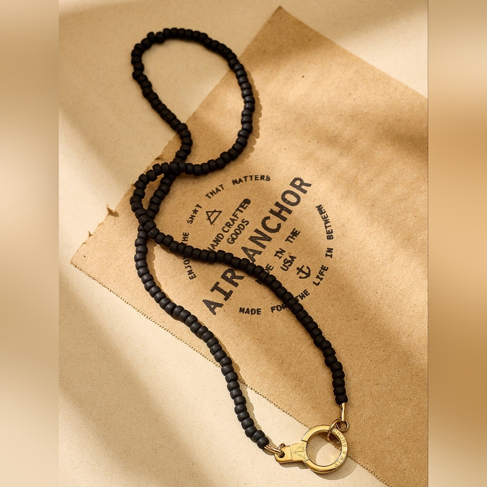 Air & Anchor Stainless Steel One of a Kind, Kinda Necklace 22" Black Beads